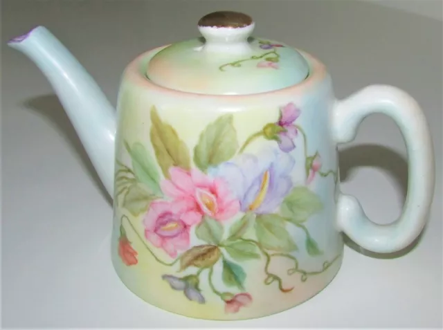 Hand Painted Small Size Teapot T-Pot Floral France Signed G (Gladys) Douglas