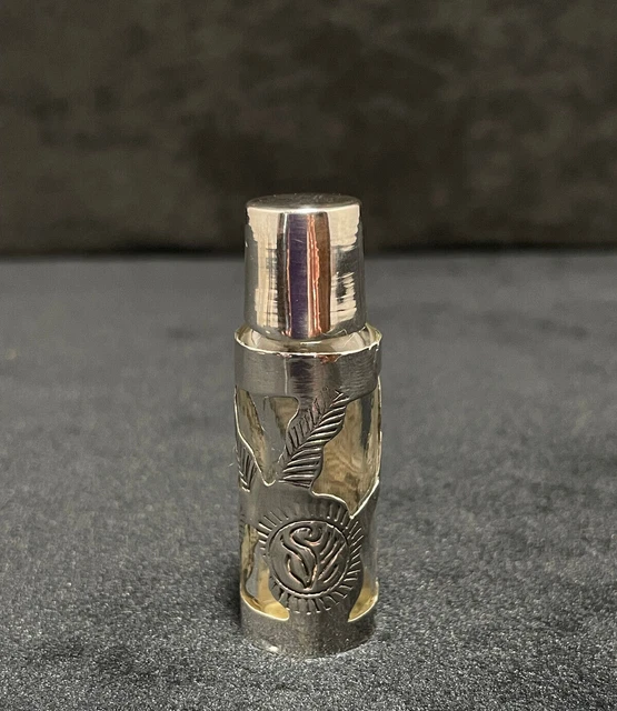 VTG Sterling Silver - MEXICO TAXCO Etched Flower Overlay Perfume Bottle