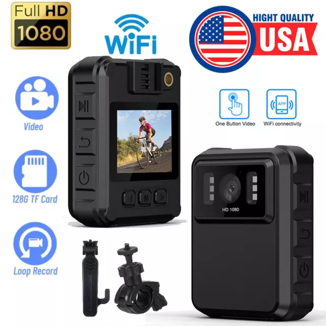 WiFi Mini Camera Camcorder HD 2K Body Police Cam Audio Video DVR IR Night Vision