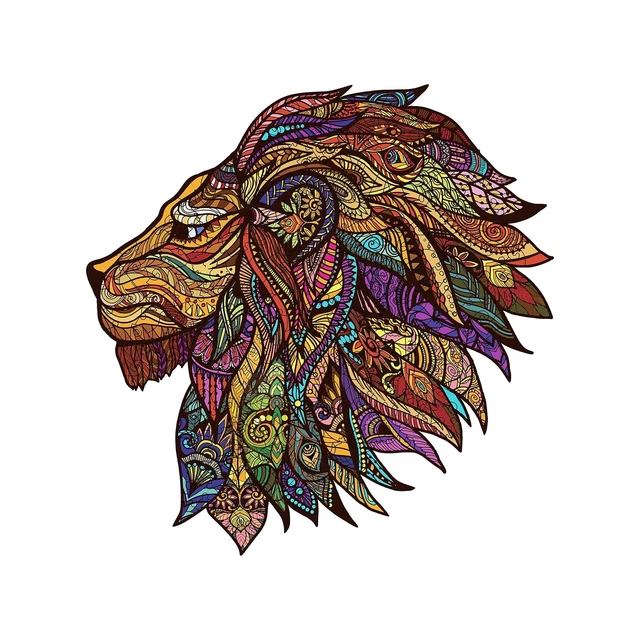 KAAYEE Wooden Jigsaw Puzzles- Lion King Puzzle Unique Shape Animal Wooden Puz...