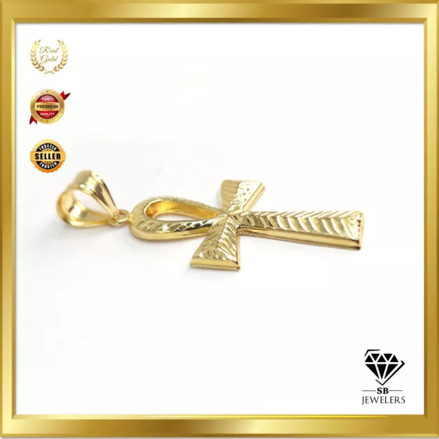 10K YELLOW GOLD Ankh Pendant 2g Classic Cross Religious Shiny Charm for ...