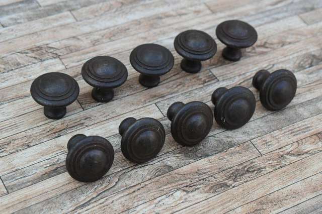 10Pc Vtg Cast Iron Round Shape Drawer Cabinet Door Gate Pulls Knobs Handle