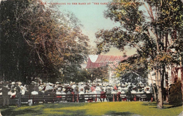 Band At "The Oaks" PORTLAND Oregon Concert c1910s Mitchell Vintage Postcard