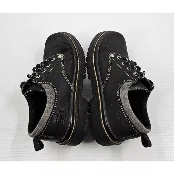 Skechers SN7914 Y2K Women Black Suede Leather Casual Hiking Chunky Oxford Shoe 6