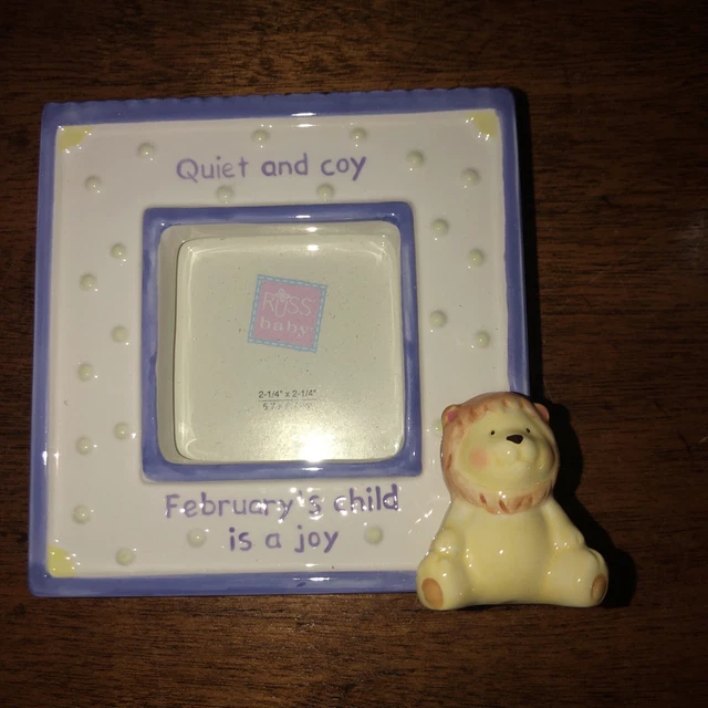 Russ Precious Keepsakes February Baby Frame Holds 2 1/4" X 2 1/4” Photo
