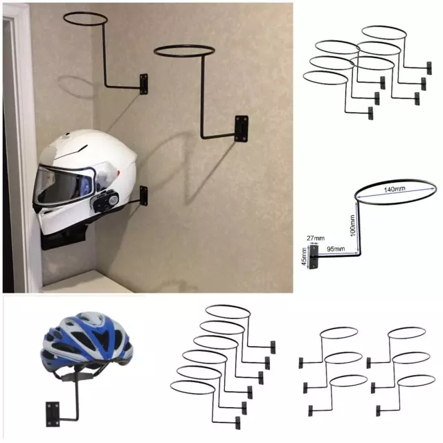 Lot 6/3 Wall Mounted Helmet Holder Metal Stand Hook Hat Display Rack Hanger Bike