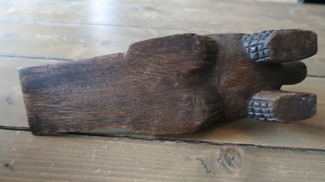 Antique Hand Carved Wood Turtle Door Stop 11.5" 6