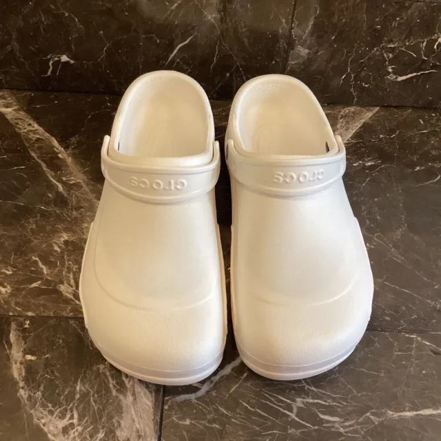 Crocs Bistro Comfort Men’s Slip On White Size 13 M Professional Casual Clogs 2