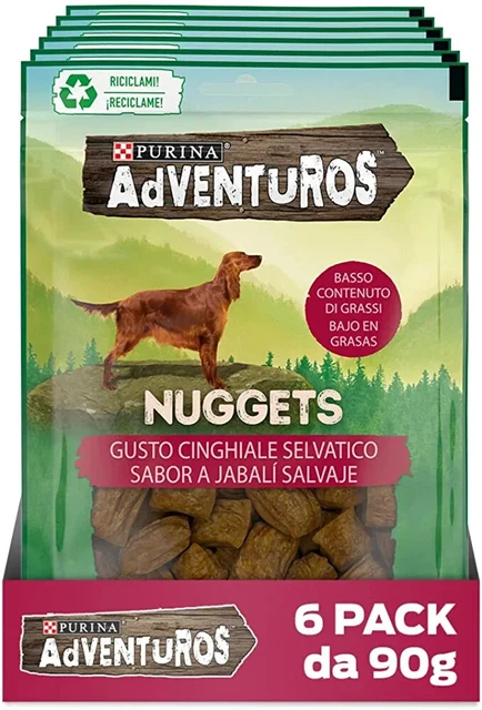 Purina Adventuros Nuggets Al Cinghiale 6 Pz Da 90 Gr Snack Per Cani