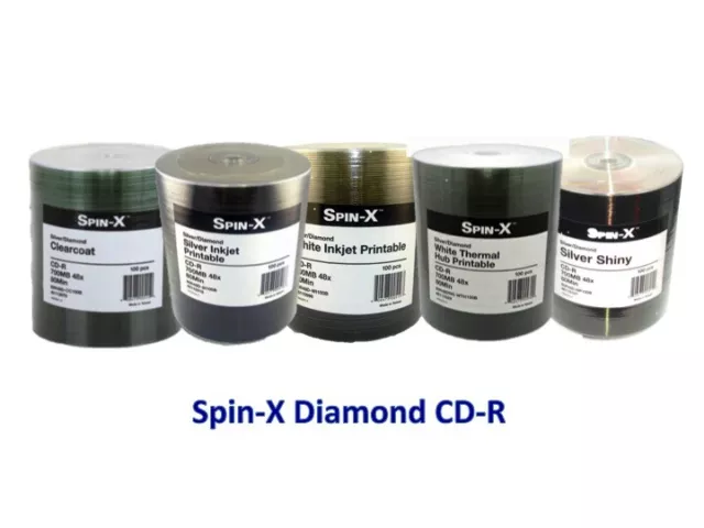 Spin-X 48x Diamond Certified Bottom Blank CD-R CDR Disc 80 Min 700MB Wholesale