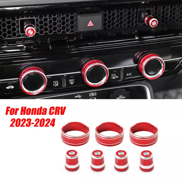 FOR HONDA FOR CRV 20232024 Red Aluminum Central Console Knob Cover