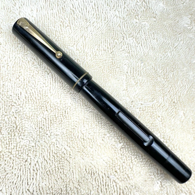 VINTAGE SWAN MABIE TODD FOUNTAIN PEN-BLACK GT-14Ct GOLD SWAN 2 NIB