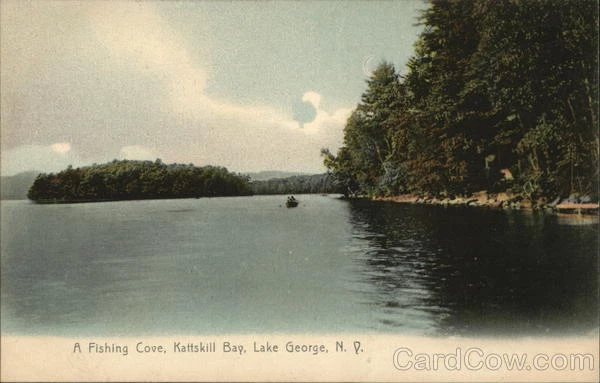 Lake George,NY Fishing Cove,Kattskill Bay Rotograph Warren County New York