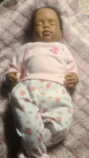 Ashton Drake Lifelike Reborn African American Baby Doll ♡  Long Eyelashes ♡ 20"