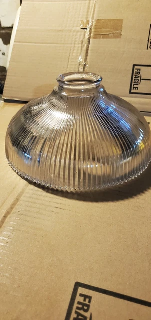 Antique Victorian Torche Lamp Halophane Clear Glass Shade. Couple Chips, Nothing
