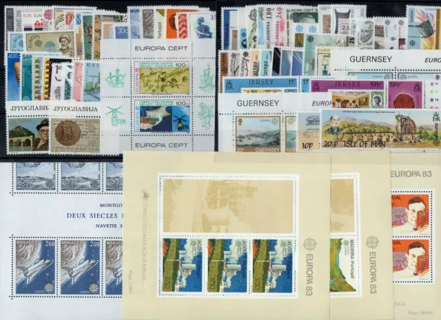 EUROPA ANNEE COMPLETE 1983 DE 69 TIMBRES + 5 BLOCS NEUF** Cote: 288€