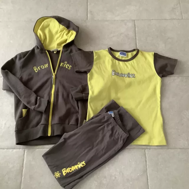 Girls Brownie Uniform Bundle Hoodie & T Shirt Size 32 In And Leggings Size 30 In