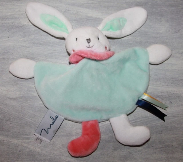 DOUDOU et COMPAGNIE LAPIN MAILOU PLAT BLEU BLANC ROSE NEUF