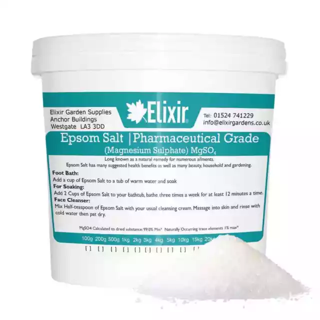 Elixir Gardens Epsom Salt | Medical Pharmaceutical FCC Grade | Supplied in Tub