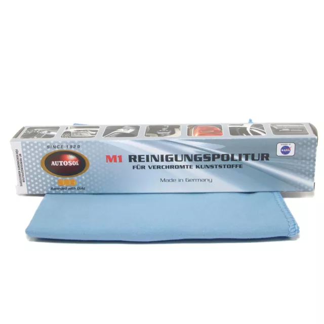 M1 Vernis pour Chromé Plastiques Autosol 01 001910 75 ML + Tissu en Microfibre