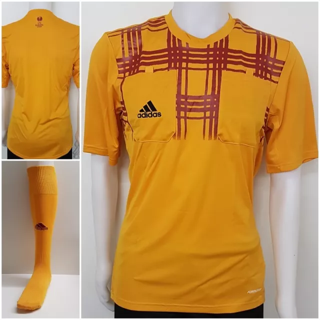 adidas Schiedsrichter Trikot UEFA Europa League kurzarm Referee gelb & Stutzen O