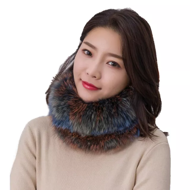 Women Real Fox Fur Scarf Headband Winter Warm Neckerchief Earmuffs High Elastic