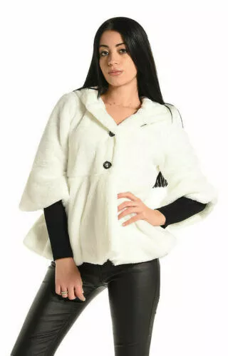 Giacca donna cappotto pelliccia bianco inverno taglia unica casual sintetica