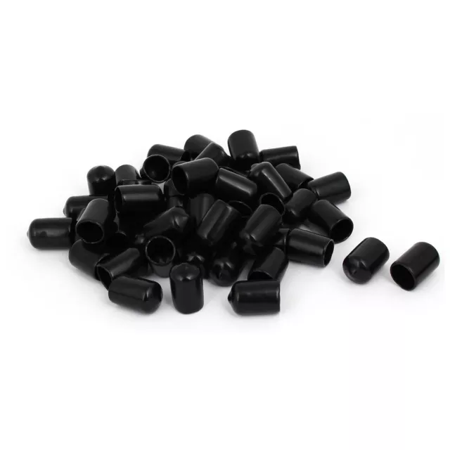 14mm Inner Dia Rubber Hose End Cap Screw Thread Protector Cover Black 50pcs