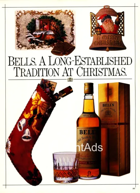 1986 Vintage Original Print Ad * BELLS SCOTCH WHISKY - CHRISTMAS TRADITION