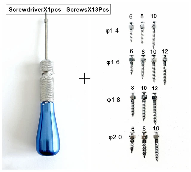 14Pcs Dental Mini Screw Implants Bone Anchor Wrench Screwdriver Micro Screws