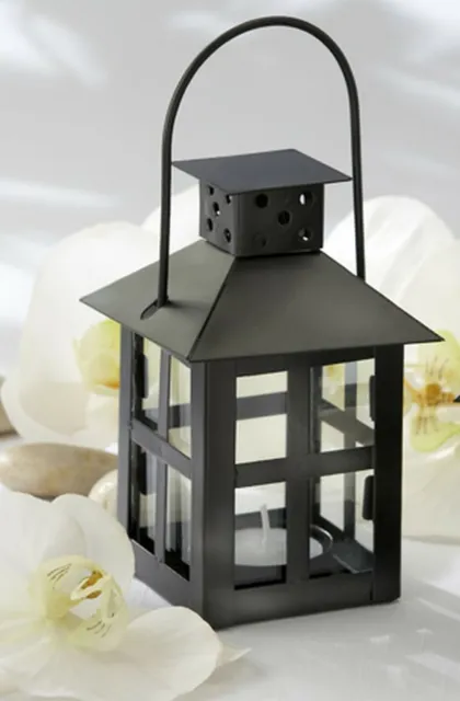 Set of 12 - Black Mini Lantern Garden Wedding Table Decor Party Favors MW30353