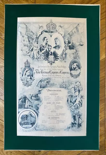 Antique Royal Silk Programme Queen Victoria Kaiser Wilhelm Hohenzollern Germany