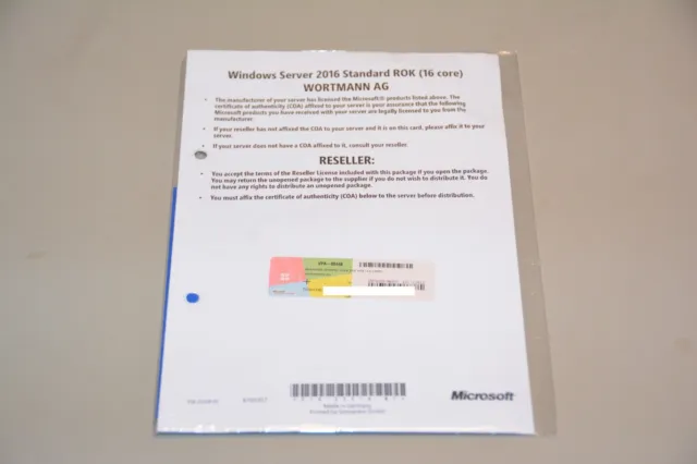 Microsoft Windows Server 2016 standard - OEM/ROK Wortmann con DVD - 16C