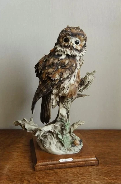 Giuseppe Armani Porcelain Brown Owl Sculpture Florence Figurine Capodimonte 1985