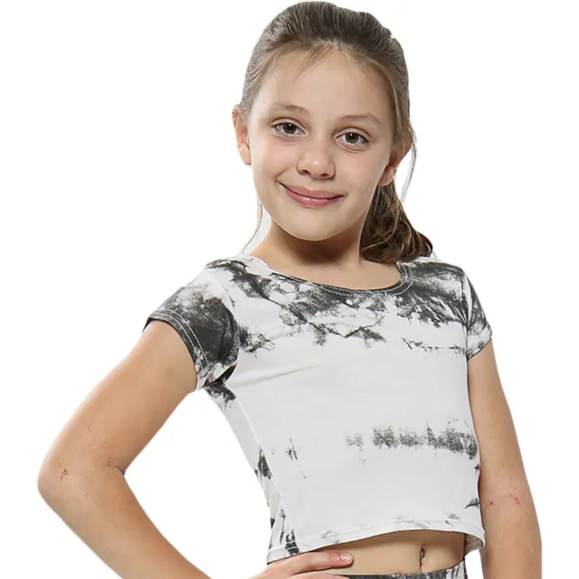 T-shirt top per ragazze bambini stampa tie tintura grigio fahsion alla moda top 5-13 anni