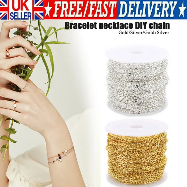 1 or 2 Roll Stainless Steel Cable Chain Link in Bulk for Necklace Jewelry Making