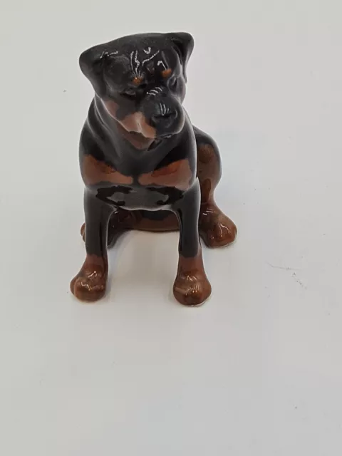 Vintage Russian Porcelain Rottweiler Figurine High Gloss Dog 3.5"x2"x3 5 " 3