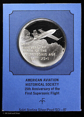 .925 Sterling Silver Franklin Mint Medal | First Supersonic Flight 25th Anniv