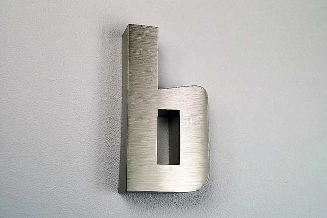 Número de casa letra b H15 cm acero inoxidable V2A adecuado para Arial en diseño 3D