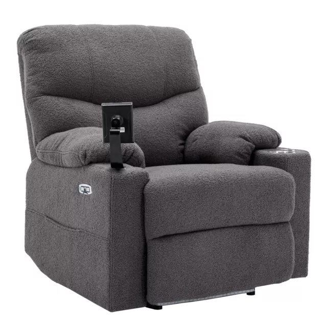 Electric Recliner Chair Sofa TV Armchair Cinema Chair with 2 Cup Holders Grau