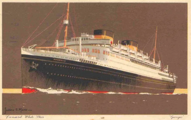 MV Georgic Ocean Liner Ship Cunard White Star Line 1937 postcard