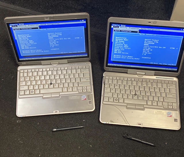 Lot of 2 HP Compaq 2710p 12.1in. Core 2 Duo U7700 1.33GHz 4GB Ram No HDD  Touch