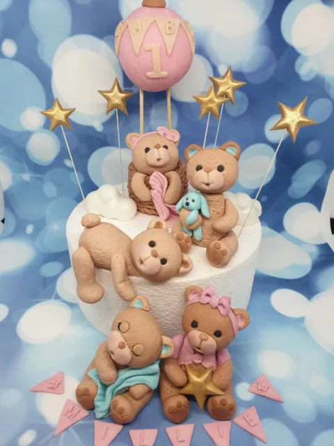 Teddy Bear Create your own Edible Cake Topper Baby Boy Girl Birthday Christening