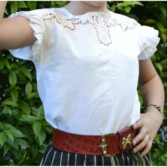 Camicia Bianca Bambina  Tg.7 Ricamata