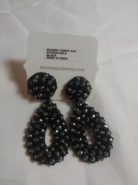 New Towne & Reese Dangle Earrings Bosch silver beaded fabric