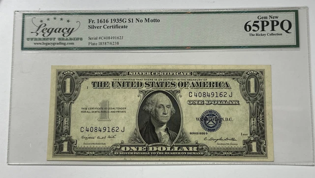 1935G $1 Silver Certificate FR#1616 PCGS 65 Gem PPQ No Motto. #2683