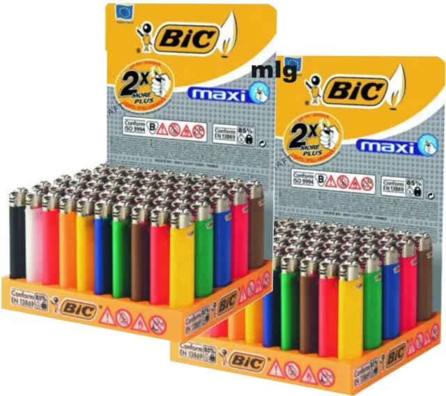 100 BIC Maxi Feuerzeuge J26 2 x 50 !!! mit Kindersicherung Original-Display 450