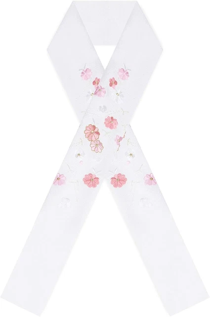 Japanese Woman's Kimono Embroidery HAN ERI collar 7 White small Flower EMS