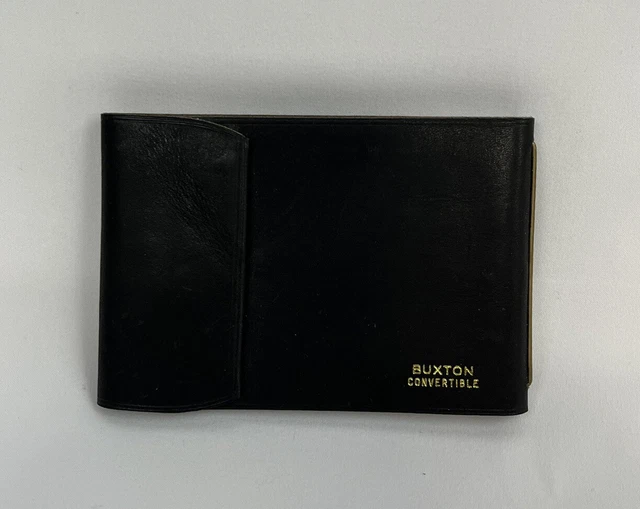 Vintage Men’s Wallet Leather Black Convertible Credit Card Holder Sleeves Photo