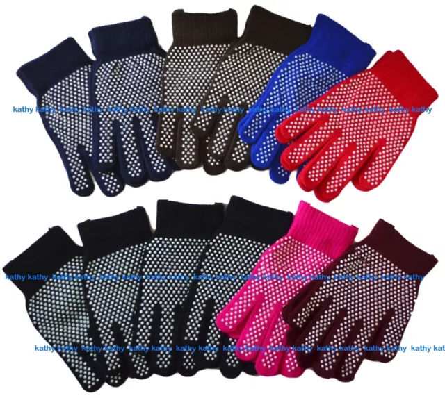 12 Pairs Wholesale Magic Knit Work Garden Gripper NON-SLIP GRABBER PALMS Gloves